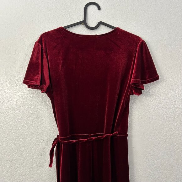 Anthropologie BHLDN Thrive Crushed Velvet Velour True Wrap Midi Dress - Picture 7 of 7